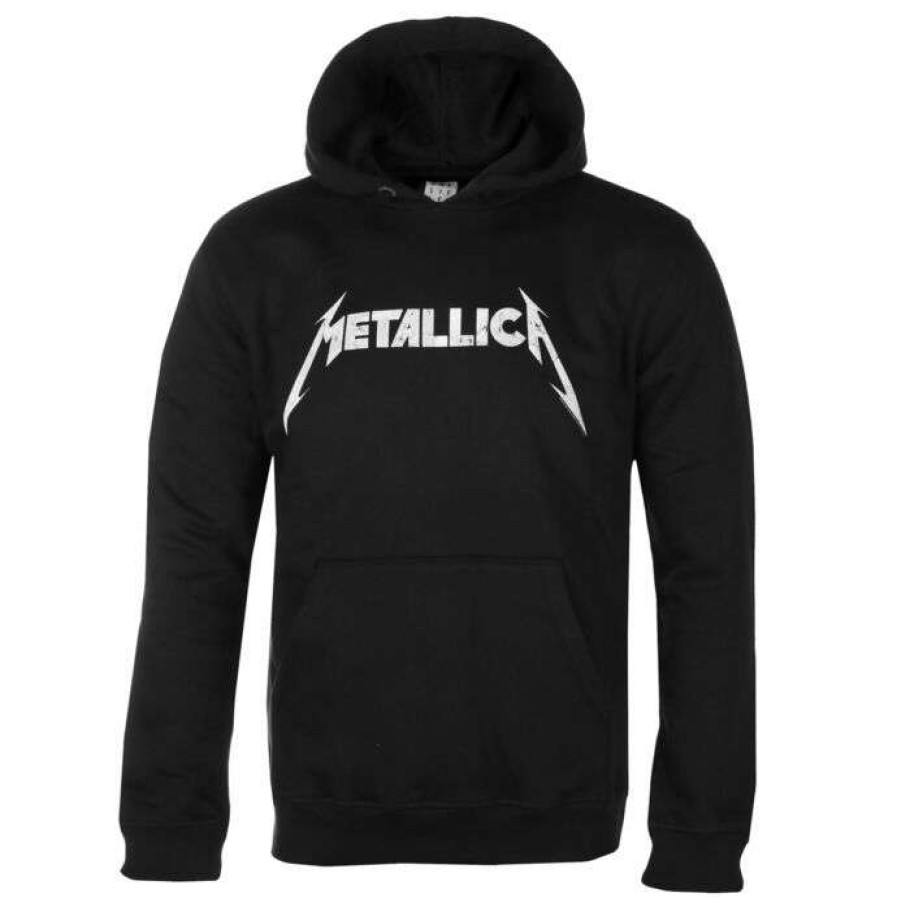 Hoodies * | Men'S Sweatshirt Metallica White Logo Charcoal Amplified