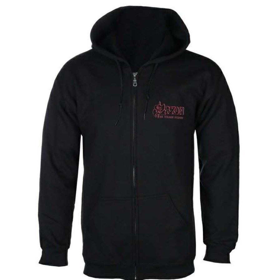 Zippered Hoodies * | Men'S Sweatshirt Saxon Strong Arm Of The Law Plastic Head