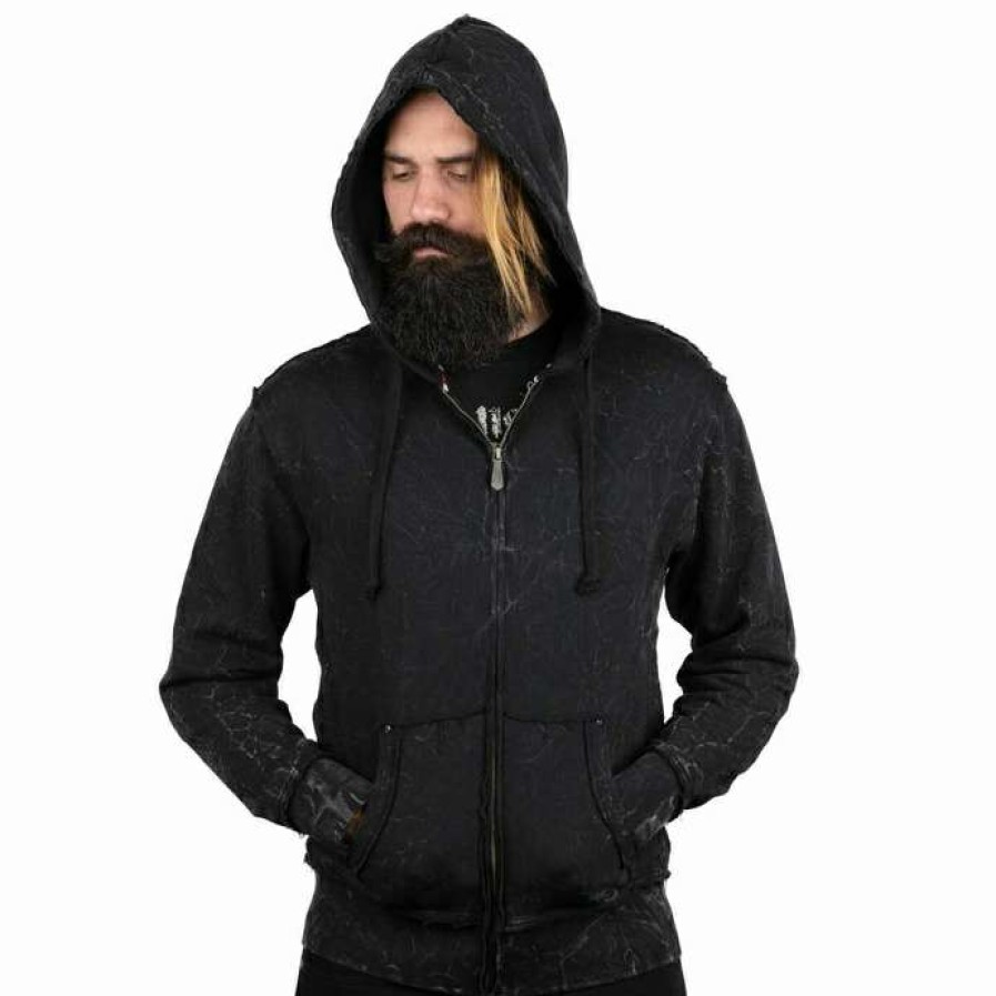 Zippered Hoodies * | Men'S Hoodie Wornstar Essentials Mineral Wash