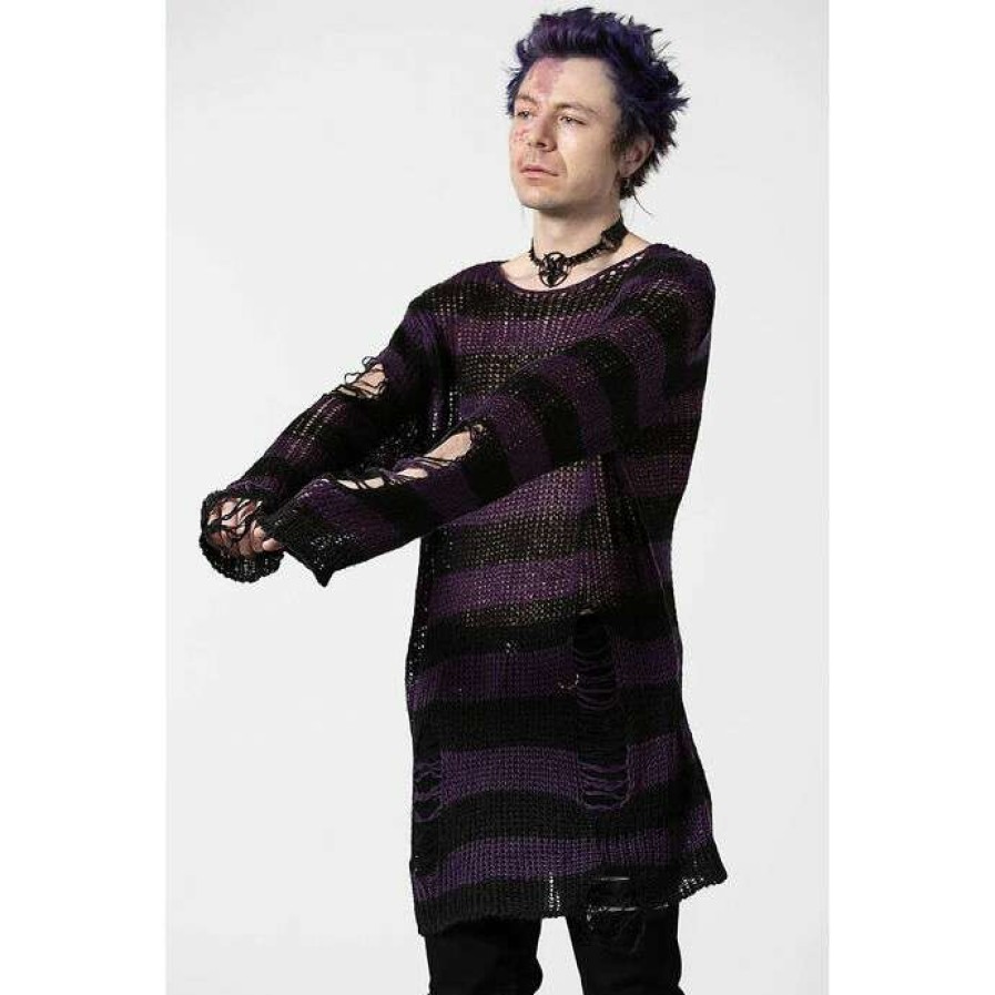 Sweaters * | Sweater Unisex Killstar Graph Knit Black/Eggplant