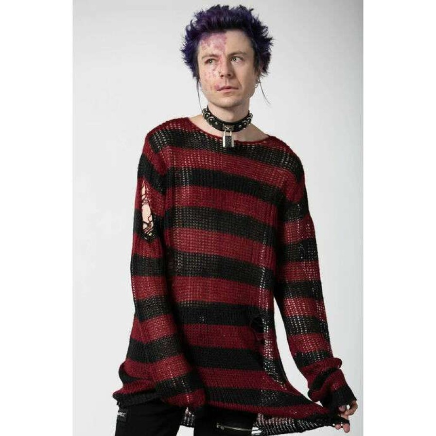 Sweaters * | Sweater Unisex Killstar Dahlia Knit Black/Wine