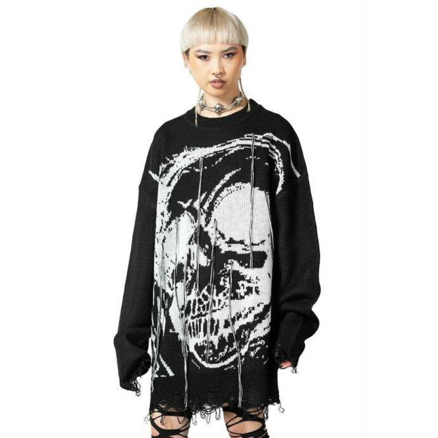 Sweaters * | Sweater Unisex Killstar Ruined Relic Black