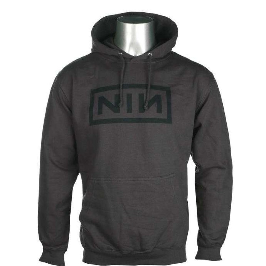 Hoodies * | Hoodie Men'S Nine Inch Nails Classic Black Logo Plastic Head