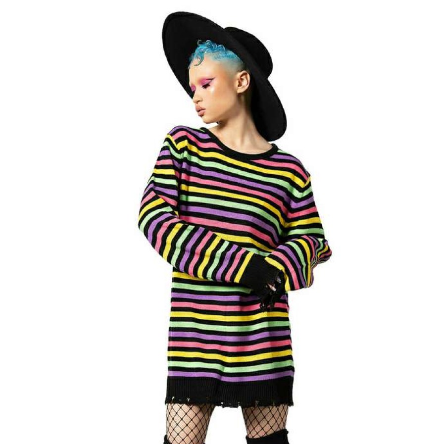 Sweaters * | Unisex Sweater Killstar Rainbow Warrior Knit