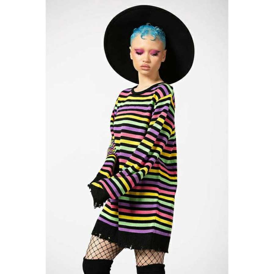 Sweaters * | Unisex Sweater Killstar Rainbow Warrior Knit