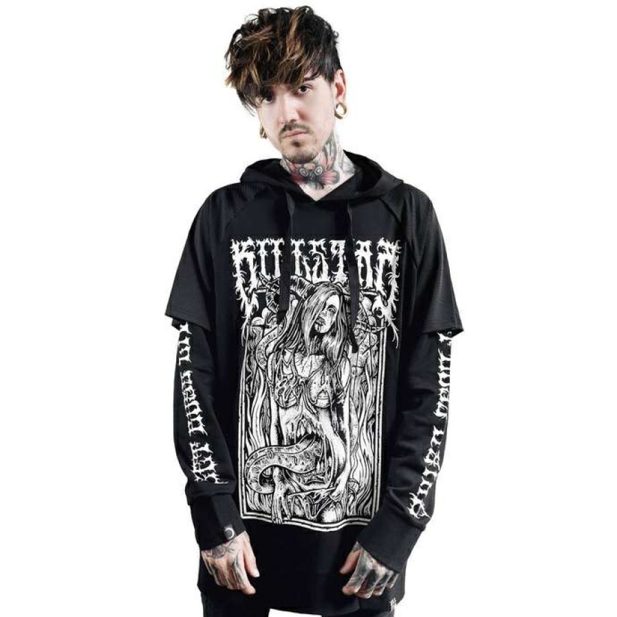 Hoodies * | Men'S Sweatshirt Killstar Gory Hood Top Black