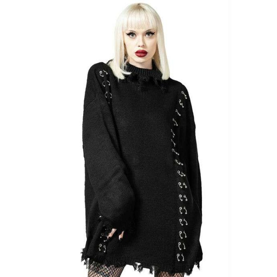 Sweaters * | Unisex Sweater Killstar Daith Knit Black