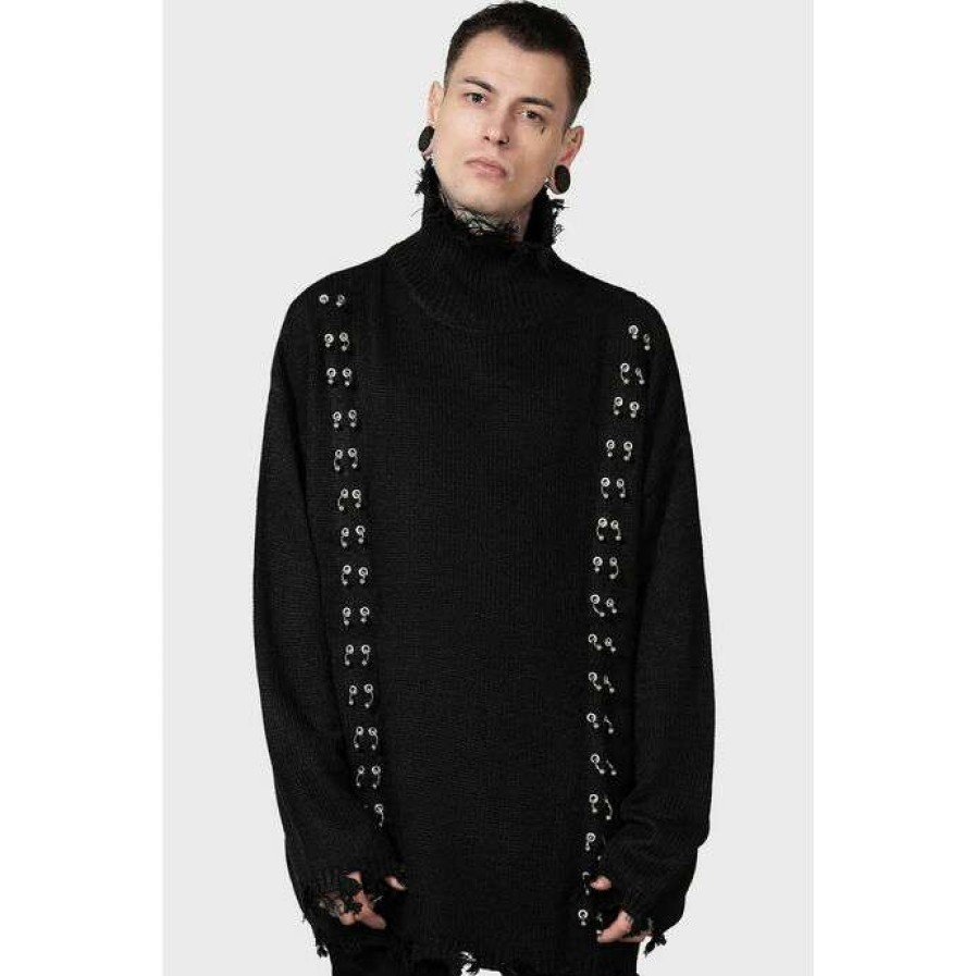 Sweaters * | Unisex Sweater Killstar Daith Knit Black