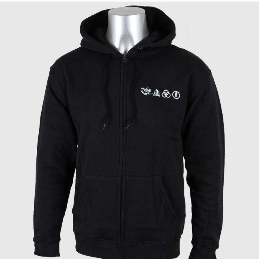 Zippered Hoodies * | Hoodie Men Led Zeppelin Logo & Symbols Black Live Nation