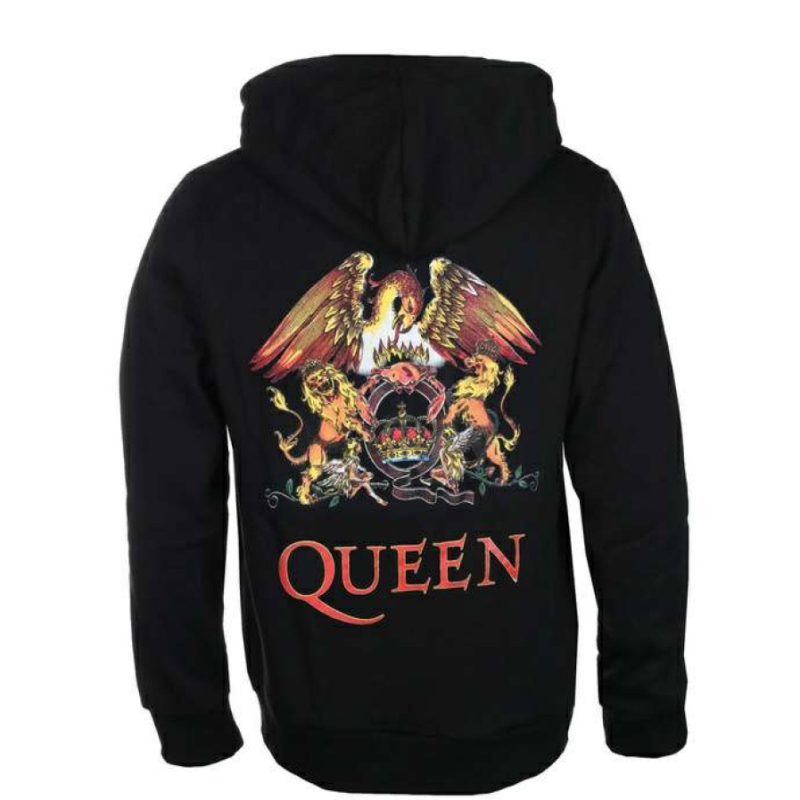 Zippered Hoodies * | Men'S Hoodie Queen Classic Crest Back Print Rock Off