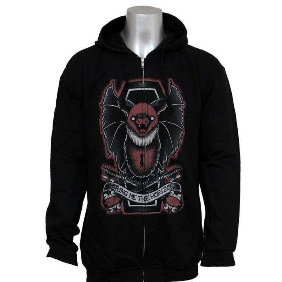 Zippered Hoodies * | Men'S Sweatshirt Bring Me The Horizon Black Bat Zipper Bravado