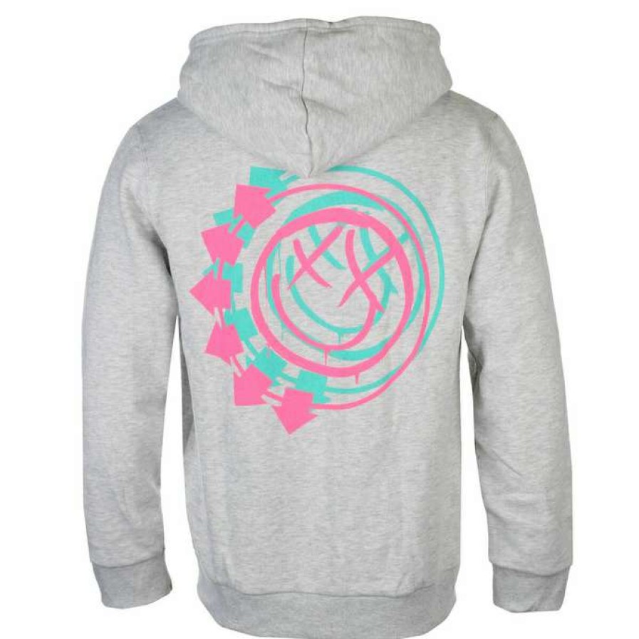 Zippered Hoodies * | Men'S Sweatshirt Blink 182 Double Six Arrow Smiley Grey Rock Off