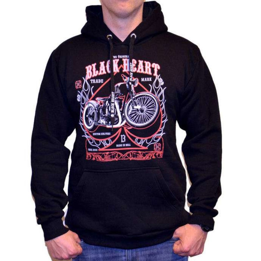 Hoodies * | Hoodie Men'S Flame Chopper Black Heart