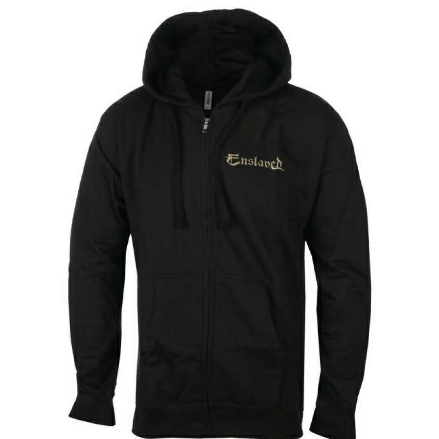 Zippered Hoodies * | Men'S Sweatshirt Enslaved Bear & Fish Black Indiemerch