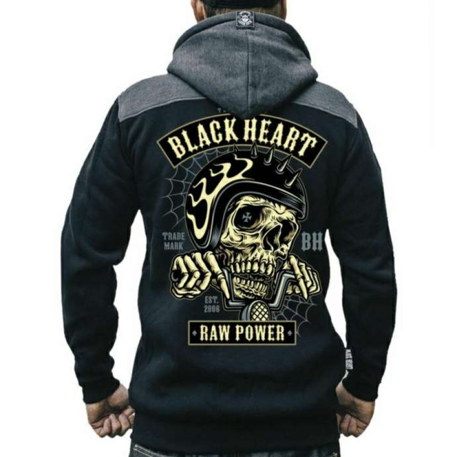 Zippered Hoodies * | Men'S Sweatshirt Black Heart Raw Power Black