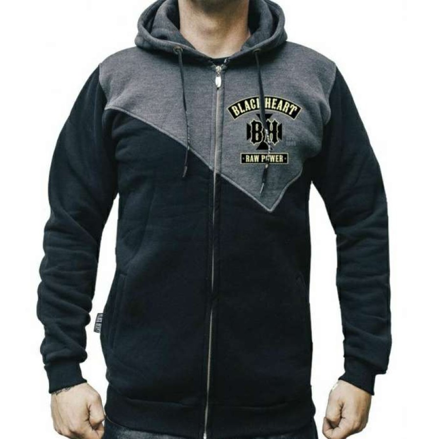 Zippered Hoodies * | Men'S Sweatshirt Black Heart Raw Power Black