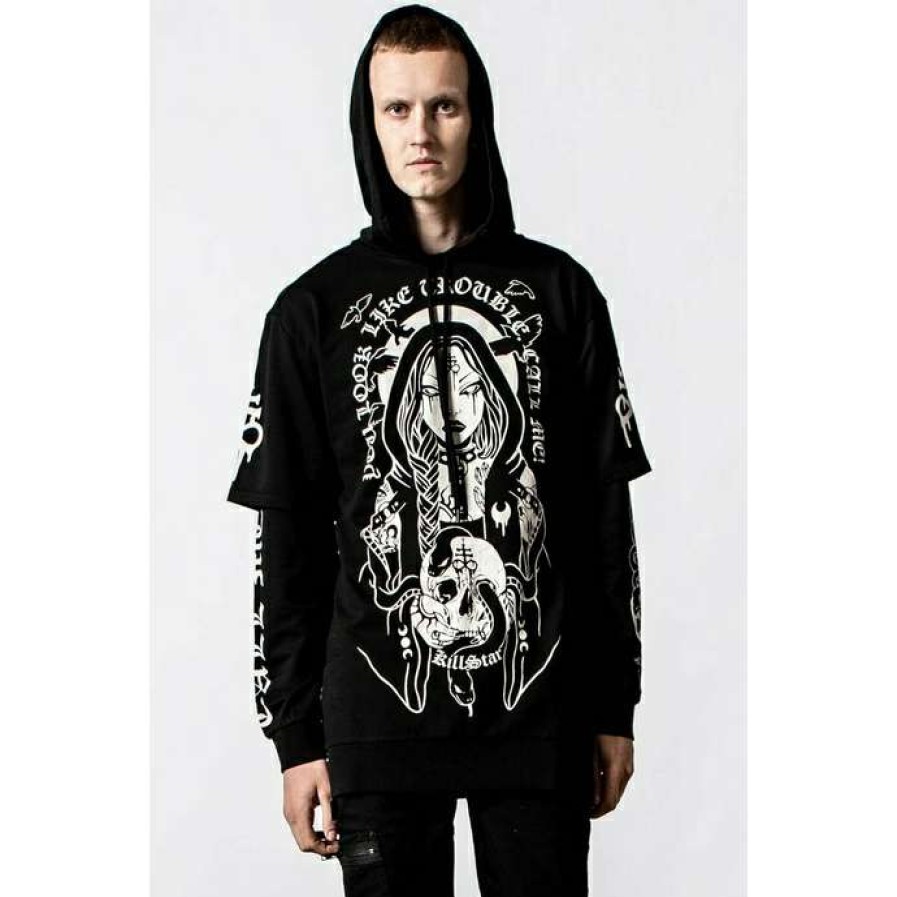 Hoodies * | Men'S Sweatshirt Killstar Trouble Hooded Layer Black