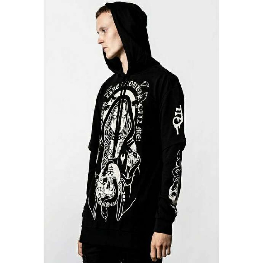 Hoodies * | Men'S Sweatshirt Killstar Trouble Hooded Layer Black