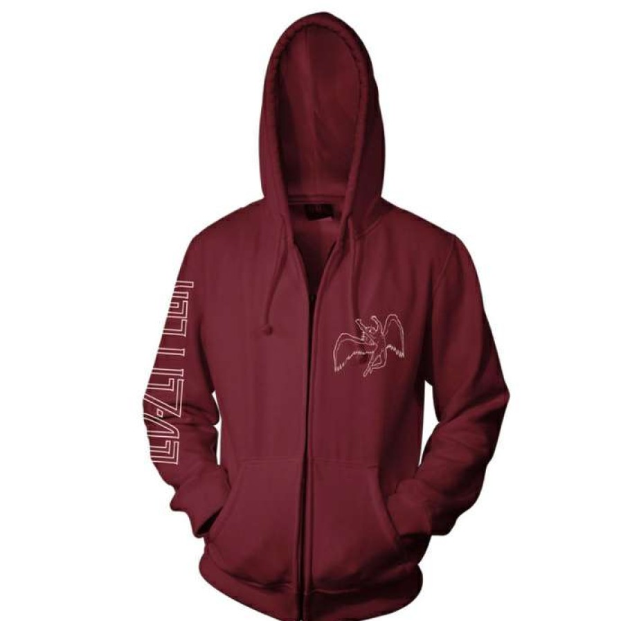 Zippered Hoodies * | Men'S Hoodie Led Zeppelin Symbols Maroon