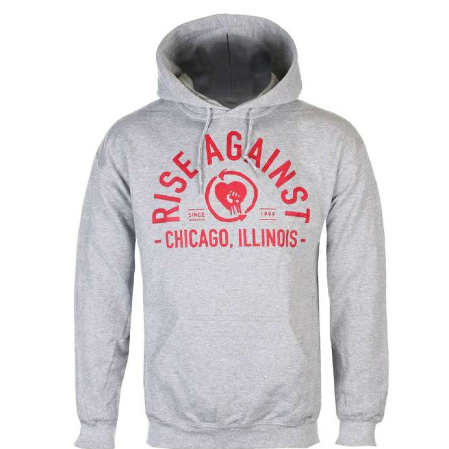 Hoodies * | Men'S Hoodie Rise Against Classic Arch Heather Gray Kings Road