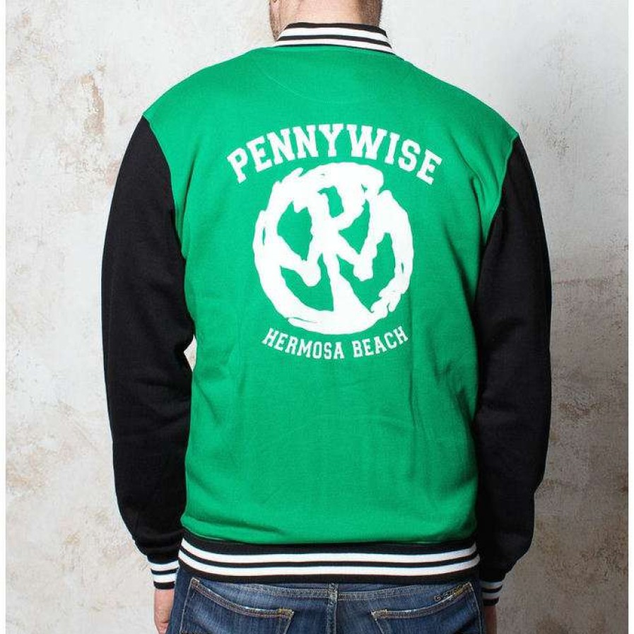 Zippered Sweatshirts * | Men'S Bundomikina Pennywise Logo Green / Black / White Buckaneer