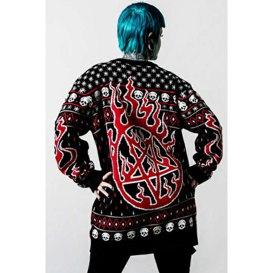 Sweaters * | Unisex Sweater Killstar Festive Af Knit Black