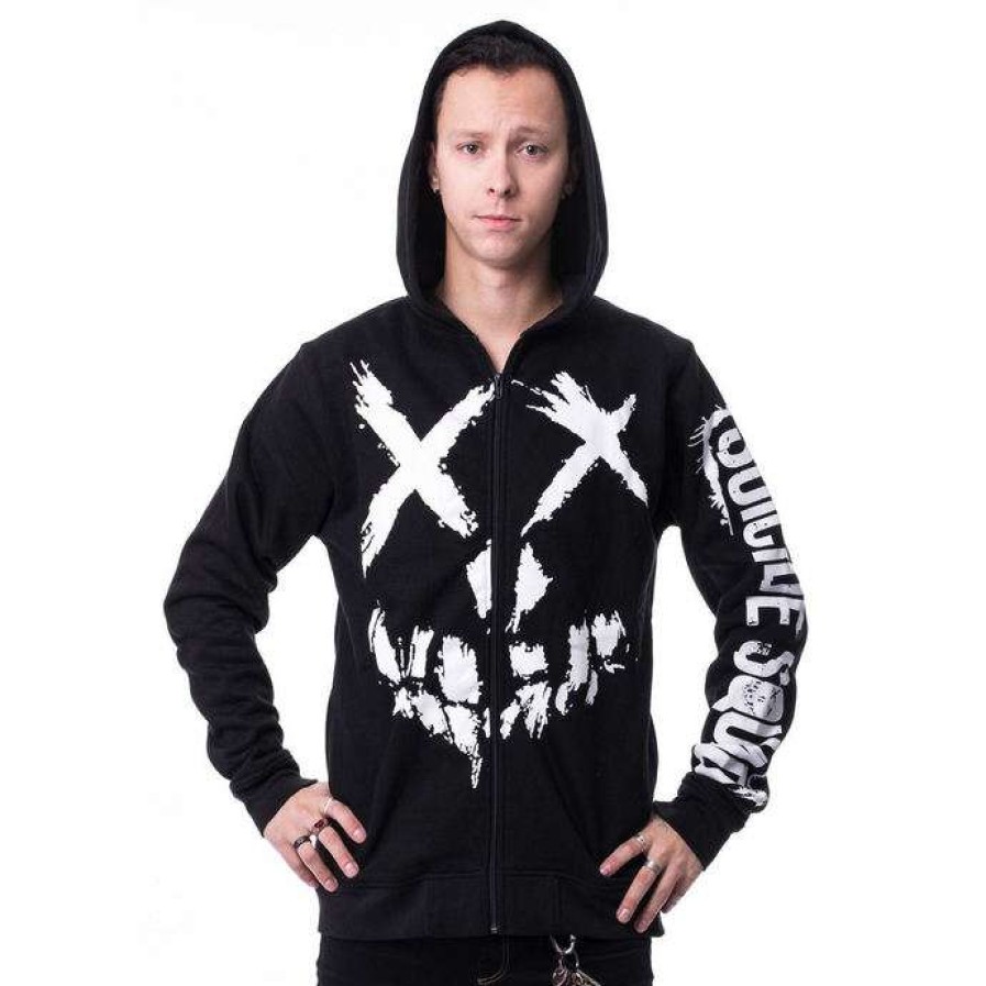 Zippered Hoodies * | Hoodie Men'S Suicide Squad Grin Black Nnm