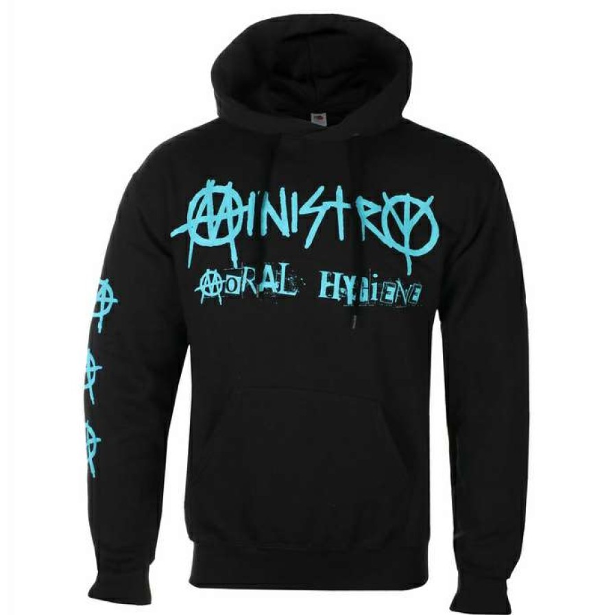 Hoodies * | Men'S Sweatshirt Ministry Moral Hygiene Gasmask & Sleeve Logos Black Rock Off