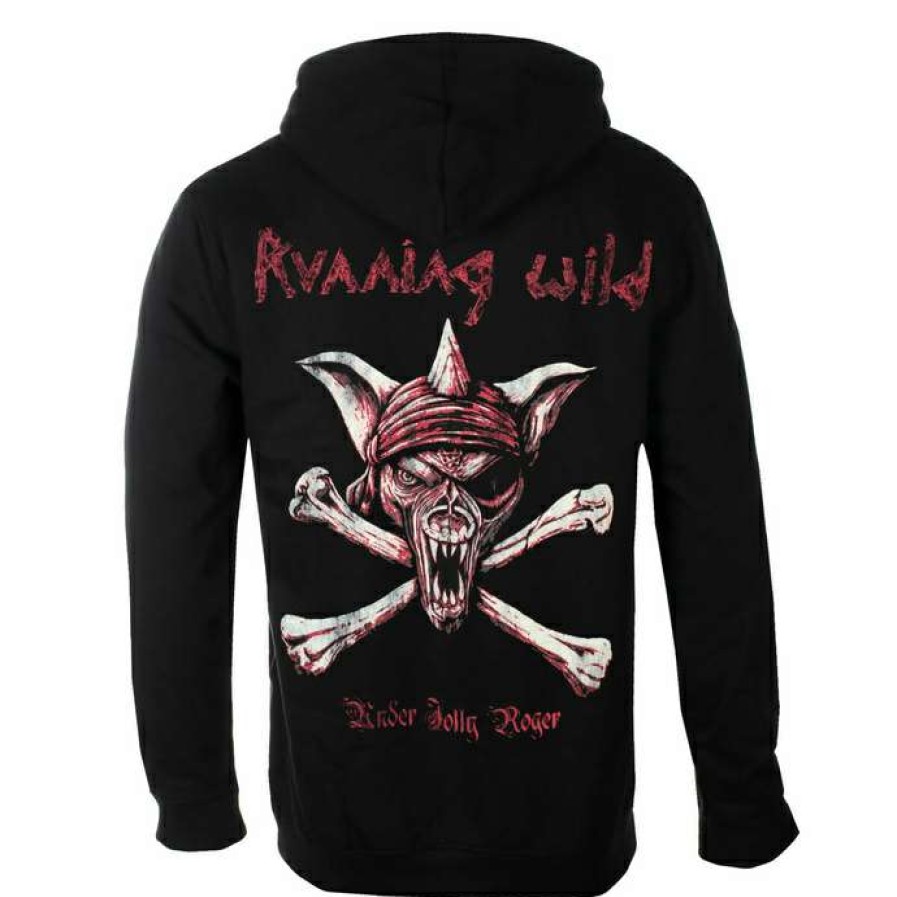 Hoodies * | Men'S Sweatshirt Running Wild Under Jolly Roger Crossbones Plastic Head