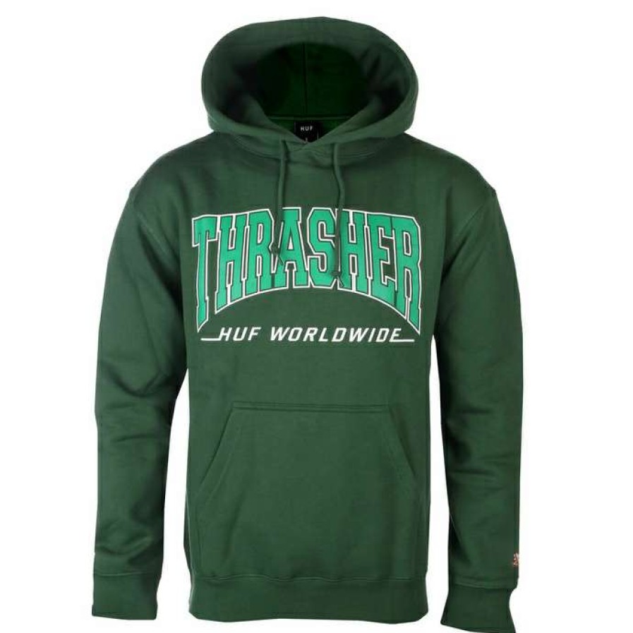 Hoodies * | Men'S Sweatshirt Huf X Thrasher Bayview Forest Green