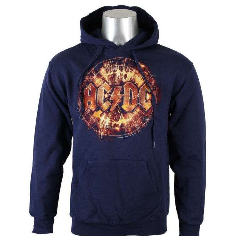 Hoodies * | Hoodie Men'S Ac-Dc Navy Electric Explosion Logo Live Nation