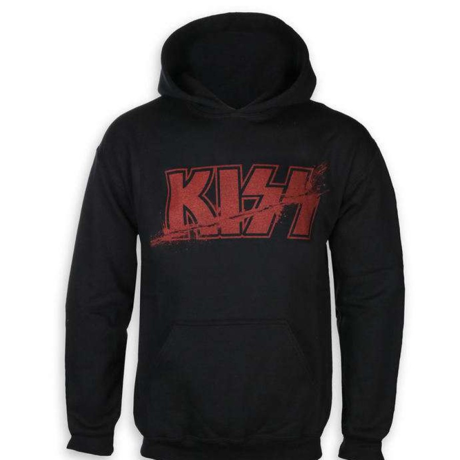 Hoodies * | Hoodie Men'S Kiss Slashed Logo Rock Off