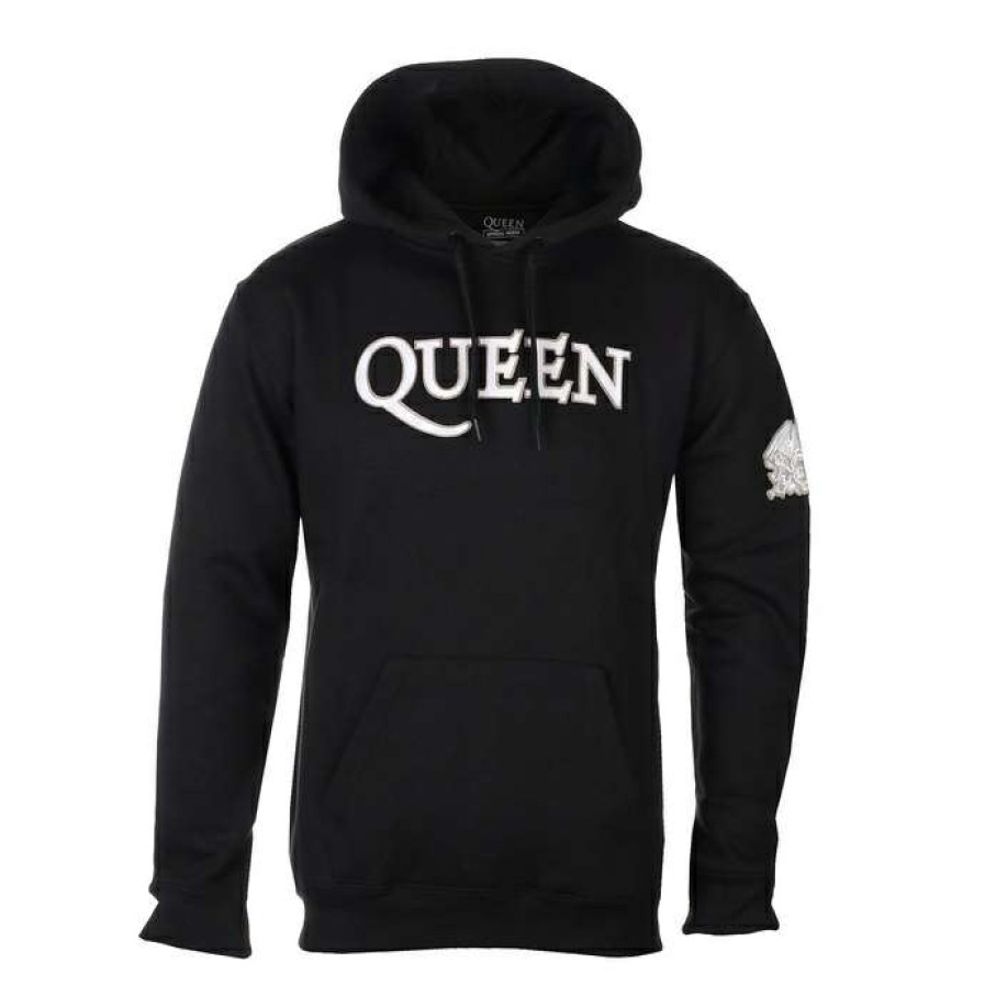 Hoodies * | Men'S Hoodie Queen Logo & Crest Applique Rock Off