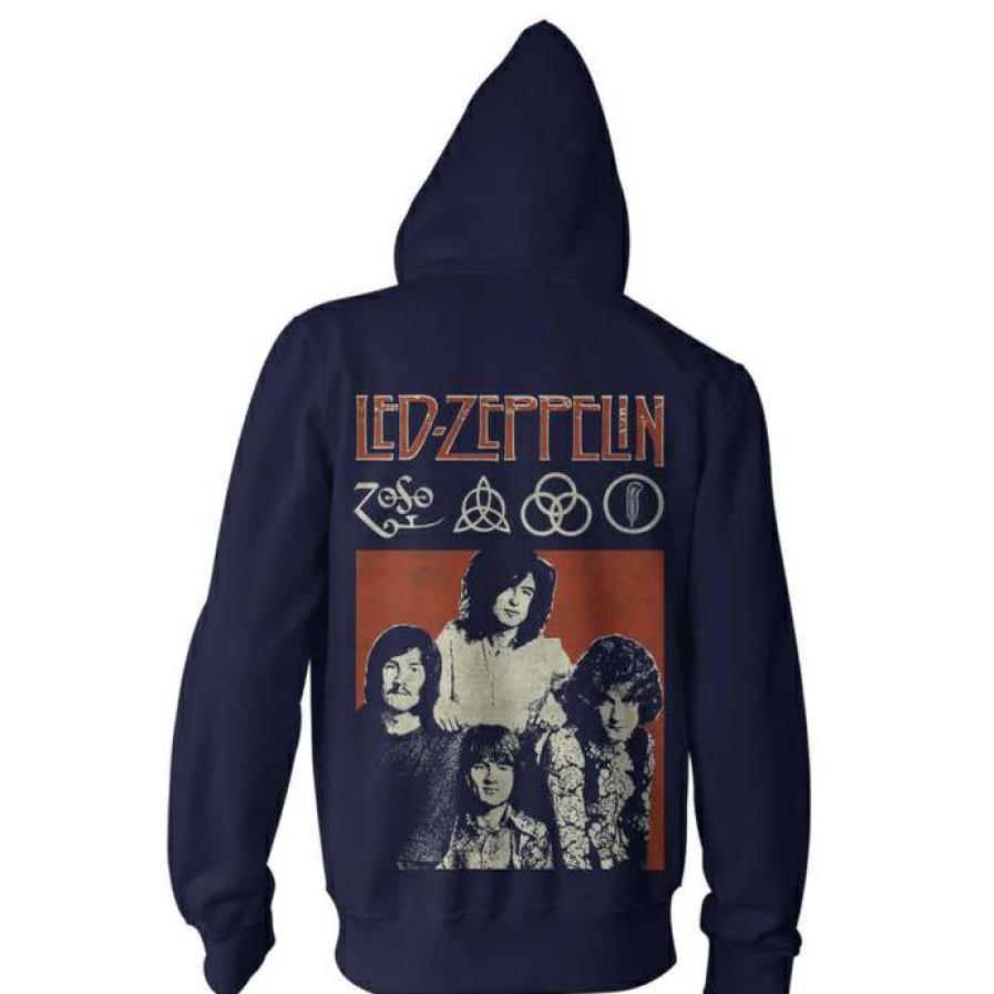 Zippered Hoodies * | Men'S Hoodie Led Zeppelin Photo Navy