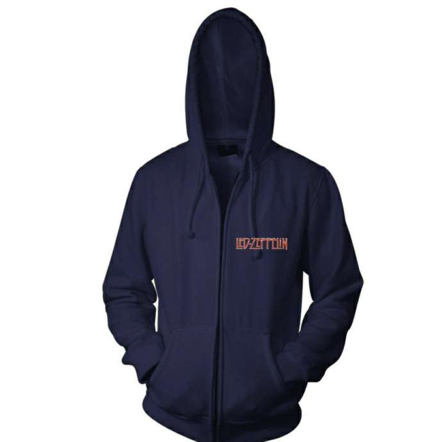 Zippered Hoodies * | Men'S Hoodie Led Zeppelin Photo Navy