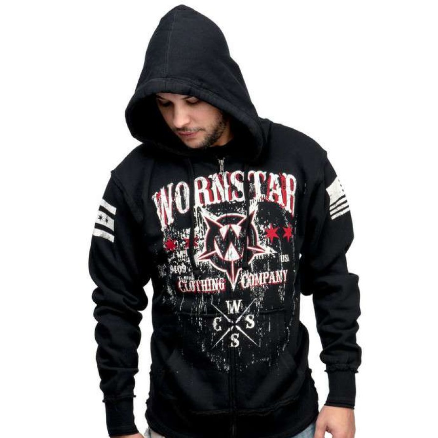 Zippered Hoodies * | Hoodie Men'S Death Mechanic Wornstar