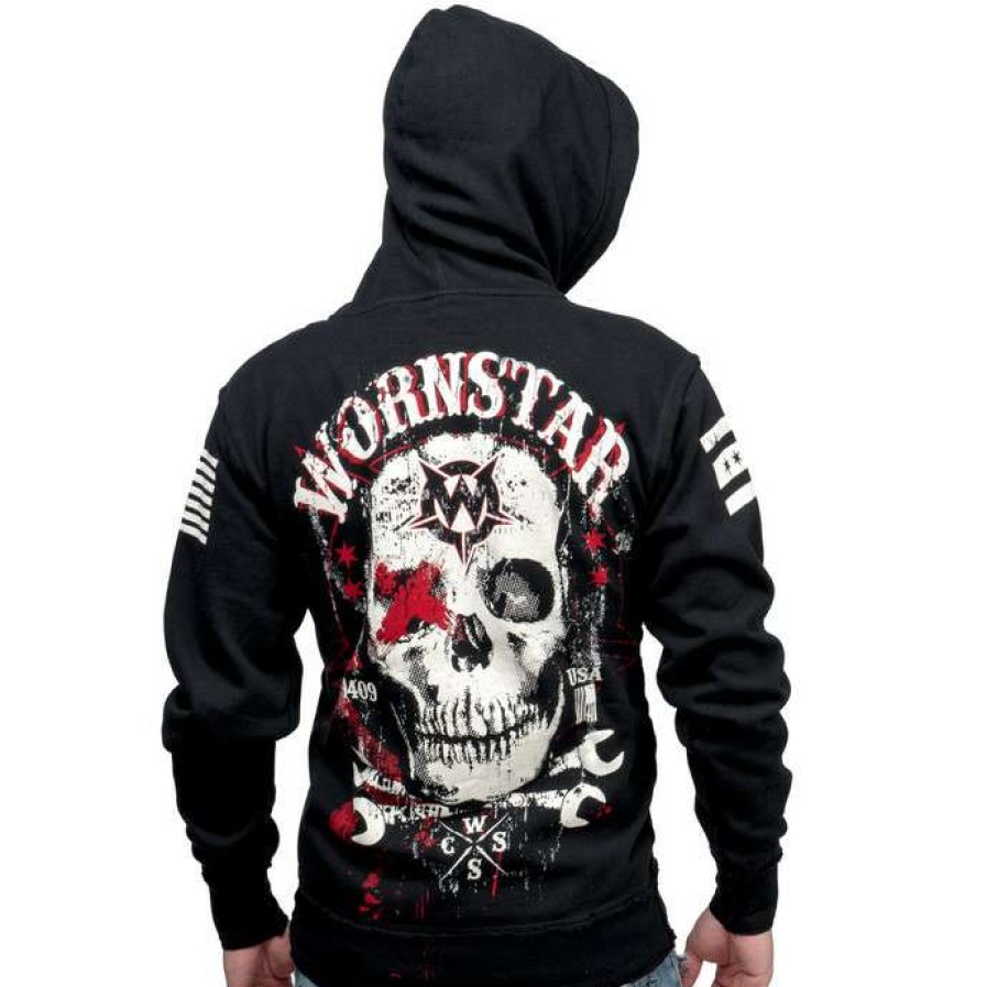 Zippered Hoodies * | Hoodie Men'S Death Mechanic Wornstar