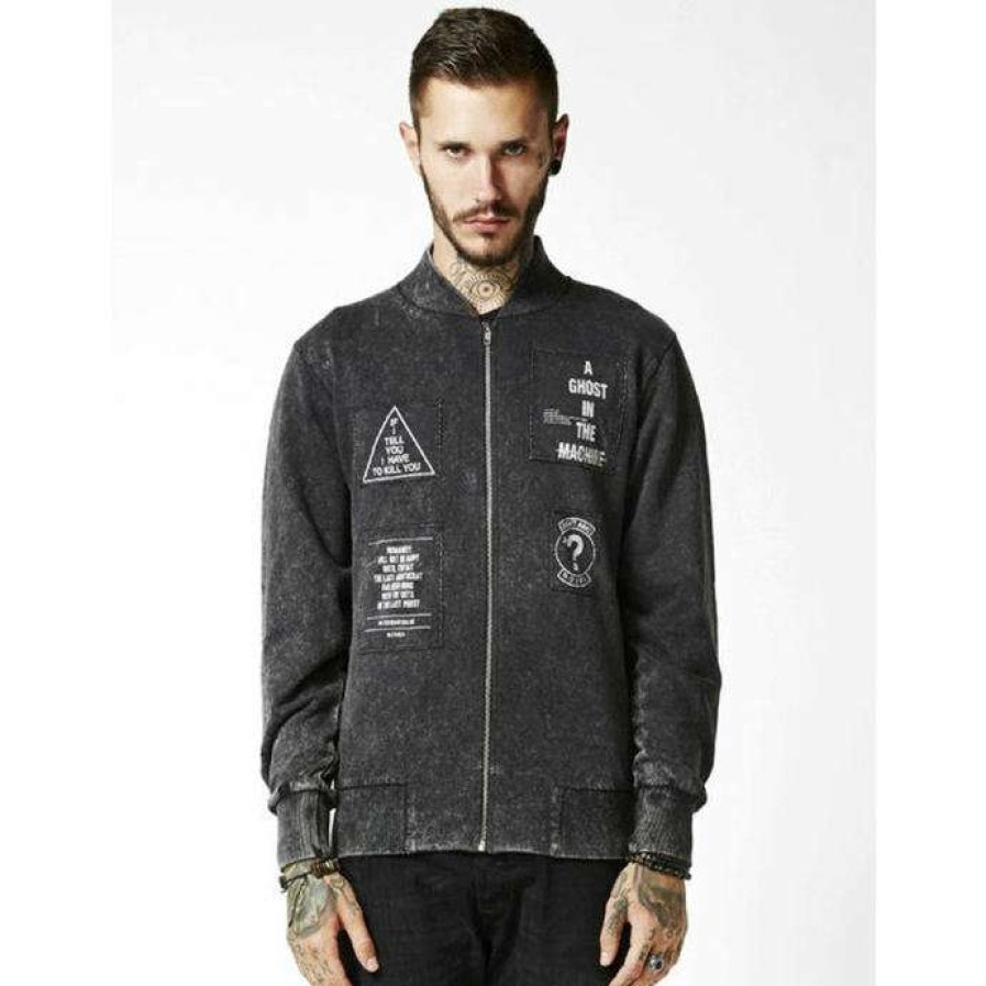 Zippered Sweatshirts * | Men'S Sweatshirt Disturbia Ghost Blk / Acid Wash