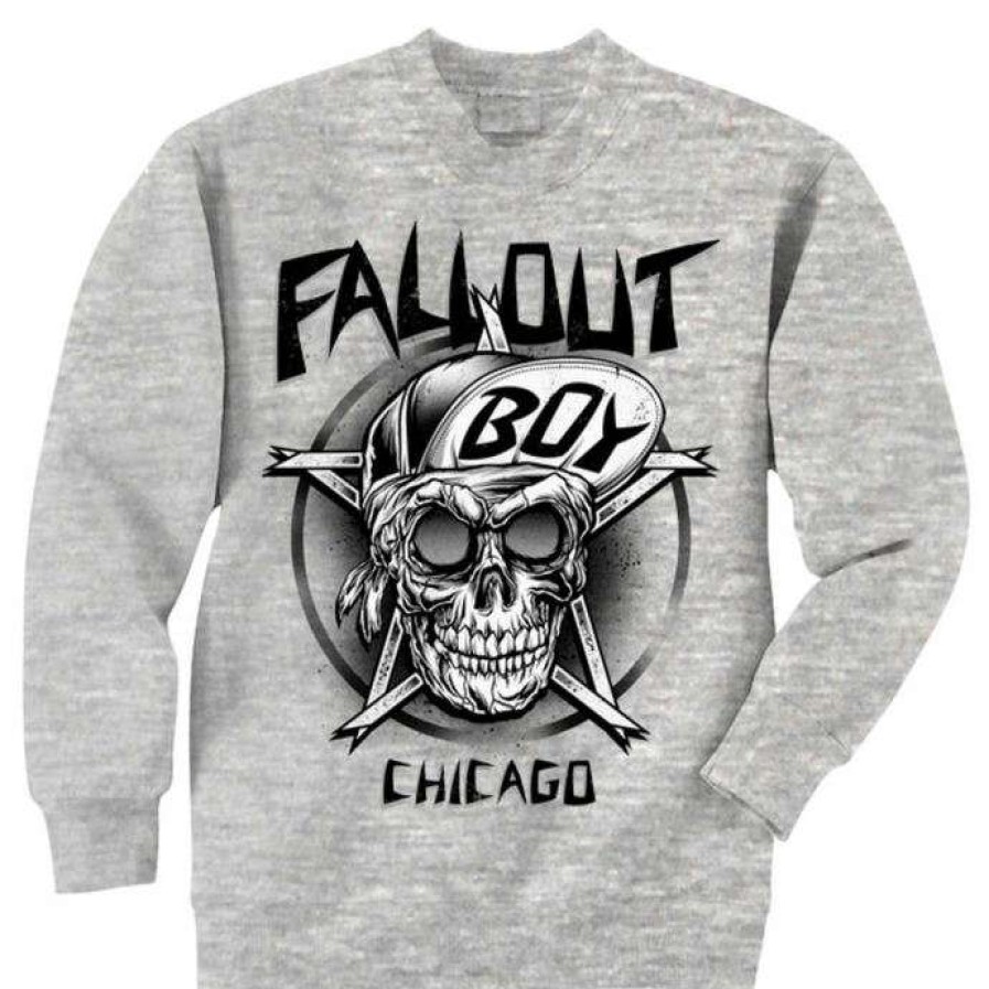 Sweatshirts * | Men'S Sweatshirt Fall Out Boy Skull Grey Live Nation