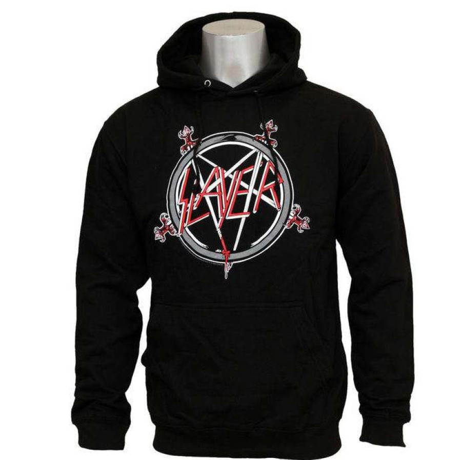 Hoodies * | Men'S Sweatshirt Slayer Pentagram Rock Off