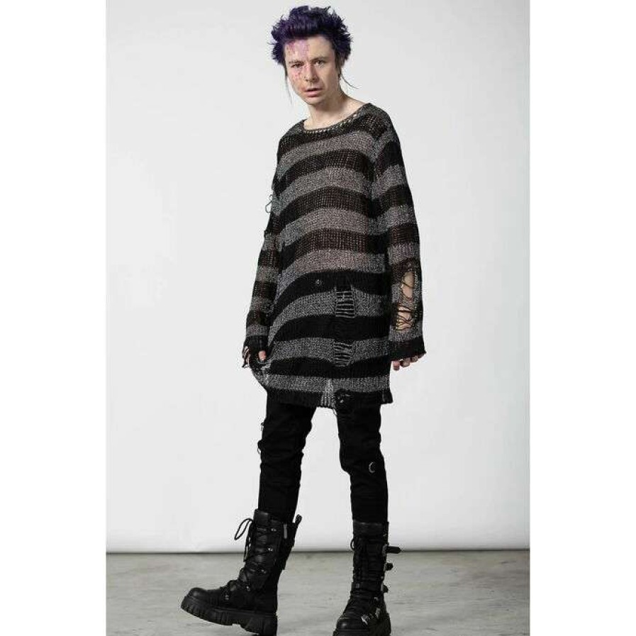 Sweaters * | Sweater Unisex Killstar Abyss Knit Black/Glitter