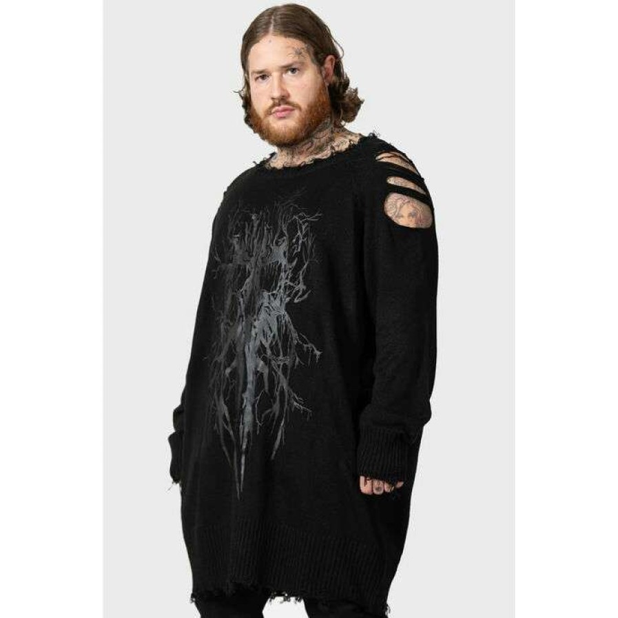 Sweaters * | Sweater Unisex Killstar Apparitions Knit Black