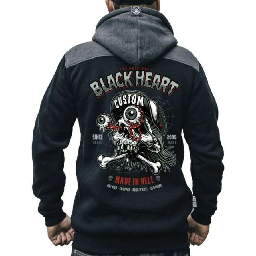 Zippered Hoodies * | Hoodie Men'S Full Punk Rg Black Heart