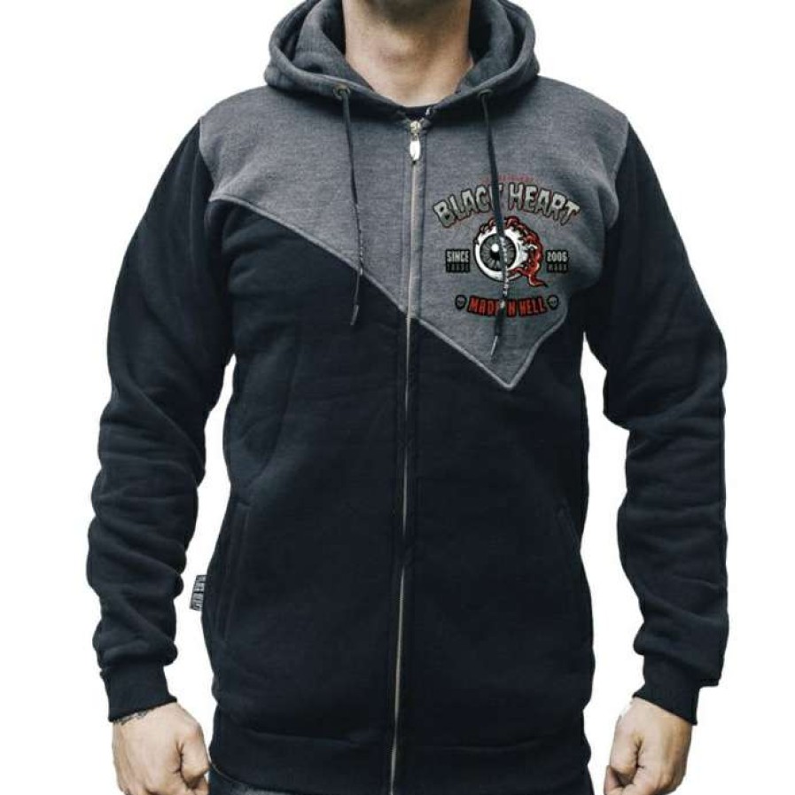 Zippered Hoodies * | Hoodie Men'S Full Punk Rg Black Heart