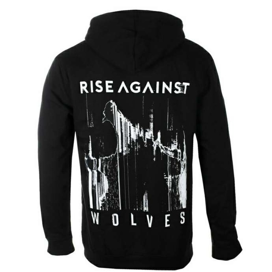 Zippered Hoodies * | Men'S Sweatshirt Rise Against Wolves Pocket Black Kings Road