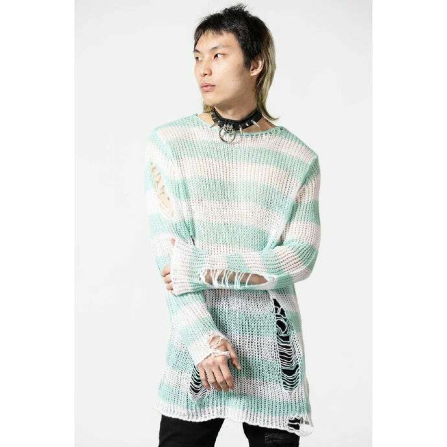 Sweaters * | Sweater Unisex Killstar Peppermint Knit Mint