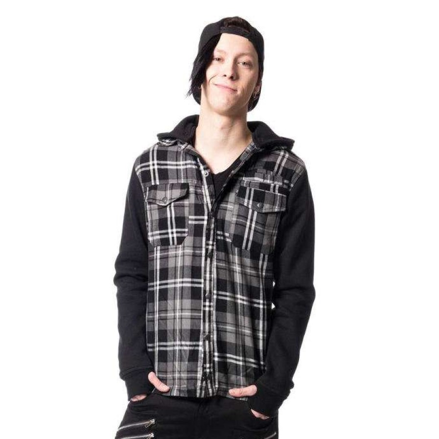 Zippered Hoodies * | Hoodie Men'S Quinn Jacket Mens Grey Check Vixxsin