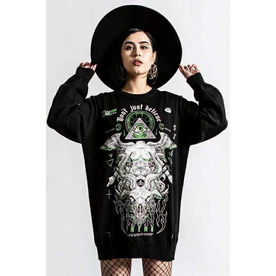 Sweaters * | Unisex Sweater Killstar Illuminated Knit Black