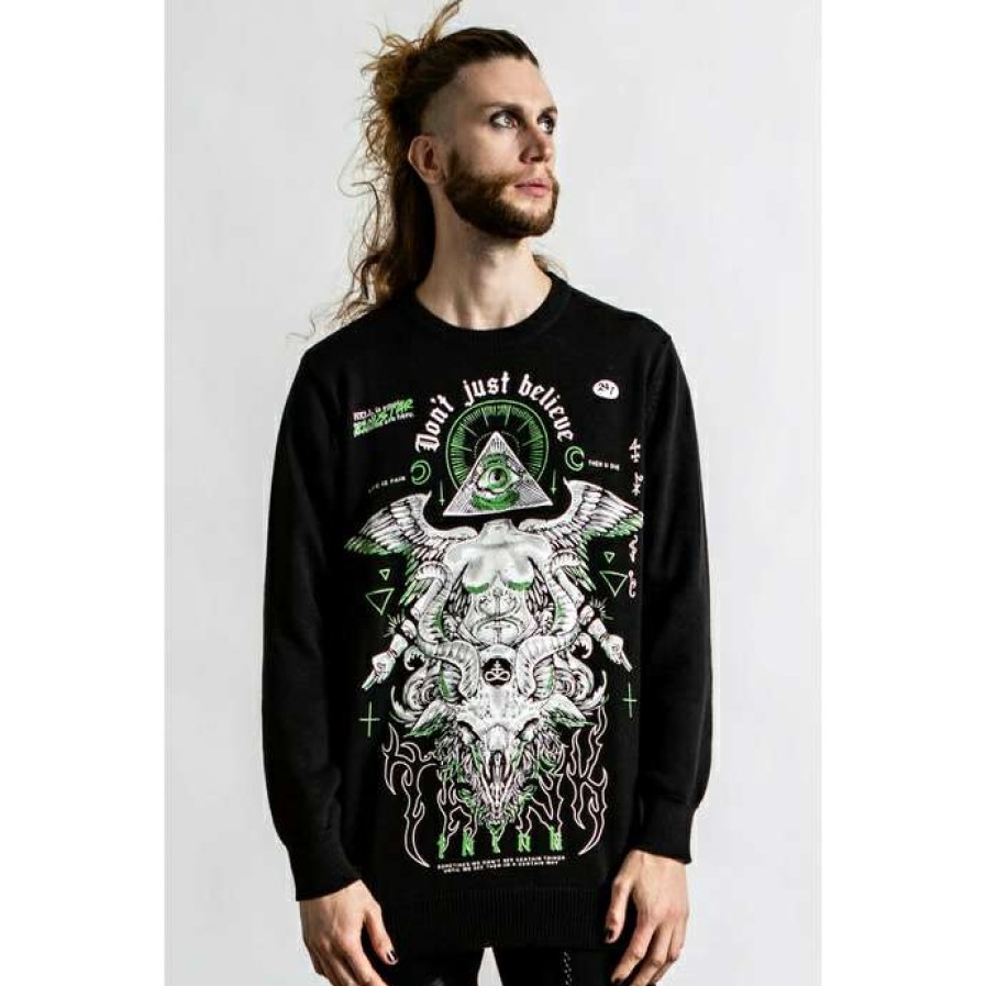 Sweaters * | Unisex Sweater Killstar Illuminated Knit Black