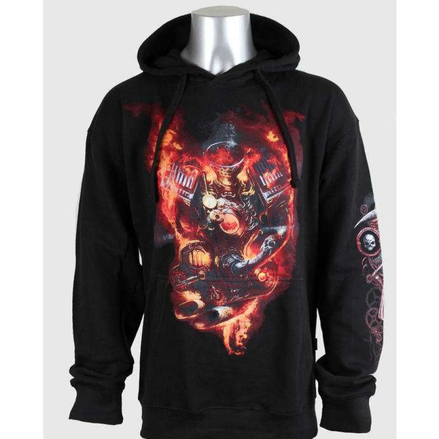 Hoodies * | Men'S Sweatshirt Spiral Steam Punk Rider Blk